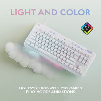 Logitech G G713 Wired Mechanical Gaming Keyboard with LIGHTSYNC RGB Lighting, Tactile Switches (GX Brown) and Keyboard Palm Rest, PC and Mac Compatible - White Mist