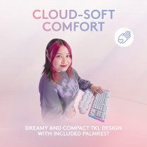 Logitech G G713 Wired Mechanical Gaming Keyboard with LIGHTSYNC RGB Lighting, Tactile Switches (GX Brown) and Keyboard Palm Rest, PC and Mac Compatible - White Mist