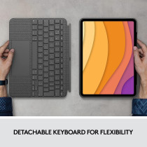 Logitech Combo Touch Ipad Air (4Th, 5Th Gen - 2020, 2022) Keyboard Case - Detachable Backlit Keyboard With Kickstand, Trackpad, Smart Connector, Ara Keyboard - Grey