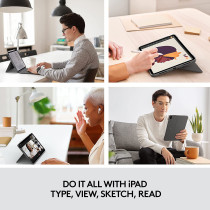 Logitech Combo Touch Ipad Air (4Th, 5Th Gen - 2020, 2022) Keyboard Case - Detachable Backlit Keyboard With Kickstand, Trackpad, Smart Connector, Ara Keyboard - Grey