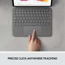 Logitech Combo Touch Ipad Air (4Th, 5Th Gen - 2020, 2022) Keyboard Case - Detachable Backlit Keyboard With Kickstand, Trackpad, Smart Connector, Ara Keyboard - Grey