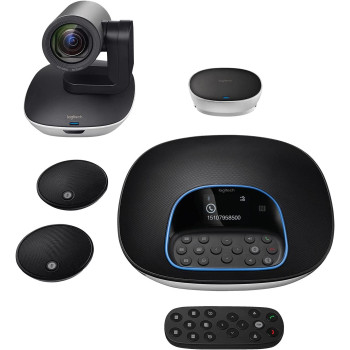 Logitech Group Video Conferencing Bundle with Expansion Mics for Big Meeting Rooms, Black and Silver
