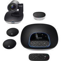 Logitech Group Video Conferencing Bundle with Expansion Mics for Big Meeting Rooms, Black and Silver