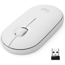 Logitech Pebble Wireless Mouse with Bluetooth or 2.4 GHz Receiver, Silent, Slim Computer Mouse with Quiet Clicks, for Laptop/Notebook/iPad/PC/Mac/Chromebook - Off White