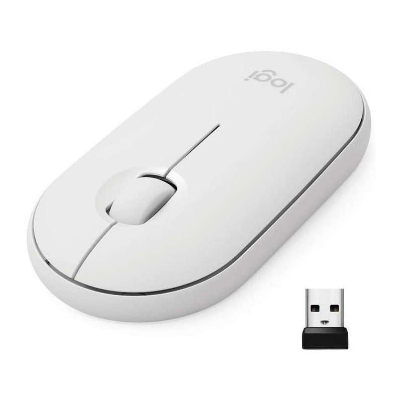 Logitech Pebble Wireless Mouse with Bluetooth or 2.4 GHz Receiver, Silent, Slim Computer Mouse with Quiet Clicks, for Laptop/Notebook/iPad/PC/Mac/Chromebook - Off White