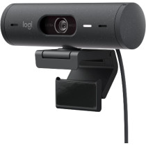 Logitech Brio 500 Full HD Webcam with Auto Light Correction, Show Mode, Dual Noise Reduction Mics, Privacy Cover, Works Microsoft Teams, Google Meet, Zoom, USB-C Cable - Graphite