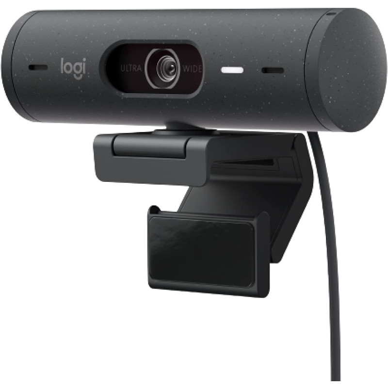 Logitech Brio 500 Full HD Webcam with Auto Light Correction, Show Mode, Dual Noise Reduction Mics, Privacy Cover, Works Microsoft Teams, Google Meet, Zoom, USB-C Cable - Graphite