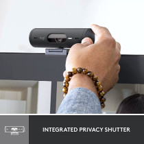 Logitech Brio 500 Full HD Webcam with Auto Light Correction, Show Mode, Dual Noise Reduction Mics, Privacy Cover, Works Microsoft Teams, Google Meet, Zoom, USB-C Cable - Graphite