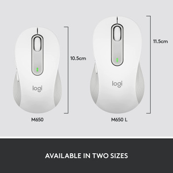 Logitech Signature M650 Wireless Mouse - For Small to Medium Sized Hands, 2-Year Battery, Silent Clicks, Customizable Side Buttons, Bluetooth, PC/Mac/Multi-Device/Chromebook White