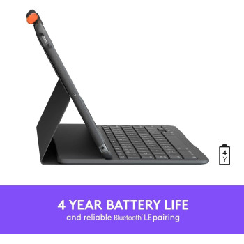 Logitech Ipad (7Th, 8Th, 9Th Generation) Keyboard Case, Slim Folio With Integrated Wireless Keyboard Graphite, Ara Keyboard