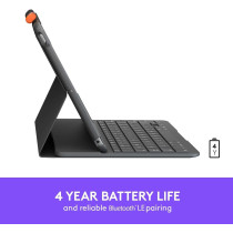 Logitech Ipad (7Th, 8Th, 9Th Generation) Keyboard Case, Slim Folio With Integrated Wireless Keyboard Graphite, Ara Keyboard