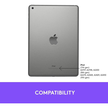 Logitech Ipad (7Th, 8Th, 9Th Generation) Keyboard Case, Slim Folio With Integrated Wireless Keyboard Graphite, Ara Keyboard