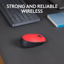 Logitech M171 Wireless Mouse for PC, Mac, Laptop, 2.4 GHz with USB Mini Receiver, Optical Tracking, 12-Months Battery Life, Ambidextrous - Red