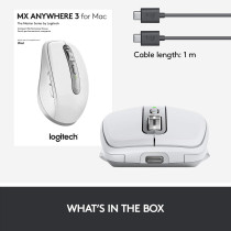 Logitech MX Anywhere 3 for Mac Wireless, Ultrafast Scrolling, Any Surface, 4K DPI, Customizable Buttons, USB-C, Bluetooth,MacBook Pro,Macbook Air,iMac,iPad Compatible