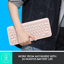 Logitech K380 Multi-Device Bluetooth Wireless Keyboard With Easy-Switch For Up To 3 Devices, Slim, 2 Year Battery Pc, Laptop, Windows, Mac, Chrome Os, Android, Ipad Os, Apple Tv - Rose - Ara, Intnl