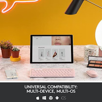 Logitech K380 Multi-Device Bluetooth Wireless Keyboard With Easy-Switch For Up To 3 Devices, Slim, 2 Year Battery Pc, Laptop, Windows, Mac, Chrome Os, Android, Ipad Os, Apple Tv - Rose - Ara, Intnl