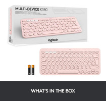 Logitech K380 Multi-Device Bluetooth Wireless Keyboard With Easy-Switch For Up To 3 Devices, Slim, 2 Year Battery Pc, Laptop, Windows, Mac, Chrome Os, Android, Ipad Os, Apple Tv - Rose - Ara, Intnl