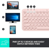 Logitech K380 Multi-Device Bluetooth Wireless Keyboard With Easy-Switch For Up To 3 Devices, Slim, 2 Year Battery Pc, Laptop, Windows, Mac, Chrome Os, Android, Ipad Os, Apple Tv - Rose - Ara, Intnl