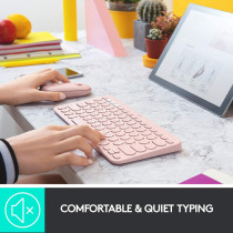 Logitech K380 Multi-Device Bluetooth Wireless Keyboard With Easy-Switch For Up To 3 Devices, Slim, 2 Year Battery Pc, Laptop, Windows, Mac, Chrome Os, Android, Ipad Os, Apple Tv - Rose - Ara, Intnl