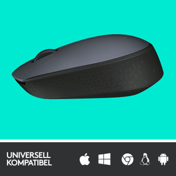 Logitech M170 Wireless Mouse, 2.4 GHz with USB Nano Receiver, Optical Tracking, 12-Months Battery Life, Ambidextrous, PC/Mac/Laptop - Grey, 910-004642