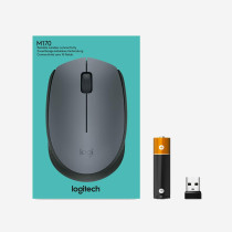 Logitech M170 Wireless Mouse, 2.4 GHz with USB Nano Receiver, Optical Tracking, 12-Months Battery Life, Ambidextrous, PC/Mac/Laptop - Grey, 910-004642