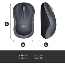 Logitech 910-002235 Logitech M185 Wireless Mouse, Swift Gray ()