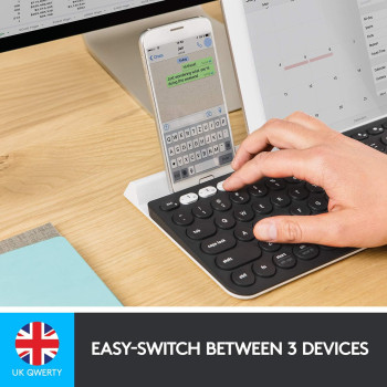 Logitech K780 Multi Device Wireless Keyboard 2.4Ghz & Bluetooth, Dark Grey, White, Black