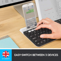 Logitech K780 Multi Device Wireless Keyboard 2.4Ghz & Bluetooth, Dark Grey, White, Black