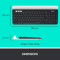 Logitech K780 Multi Device Wireless Keyboard 2.4Ghz & Bluetooth, Dark Grey, White, Black