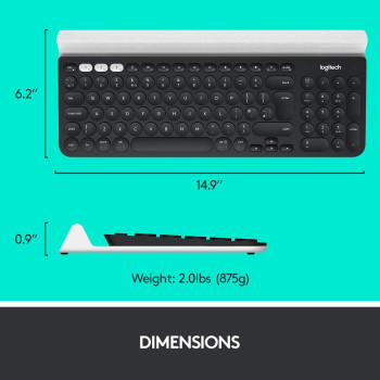 Logitech K780 Multi Device Wireless Keyboard 2.4Ghz & Bluetooth, Dark Grey, White, Black