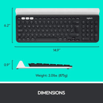 Logitech K780 Multi Device Wireless Keyboard 2.4Ghz & Bluetooth, Dark Grey, White, Black
