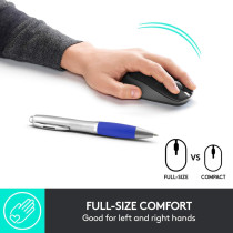 Logitech Wireless Mouse M190, Full Size Ambidextrous Curve Design,18-Month Battery with Power Saving Mode,USB Receiver,Precise Cursor Control and Scrolling,Wide Scroll Wheel,Scooped Buttons -Charcoal