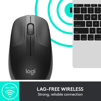 Logitech Wireless Mouse M190, Full Size Ambidextrous Curve Design,18-Month Battery with Power Saving Mode,USB Receiver,Precise Cursor Control and Scrolling,Wide Scroll Wheel,Scooped Buttons -Charcoal