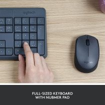 Logitech MK235 Wireless Keyboard and Mouse Combo for Windows, 2.4 GHz Wireless with Unifying USB-Receiver, Wireless Mouse, 15 FN Keys, 3-Year Battery Life, PC/Laptop, US INTL Layout - Black