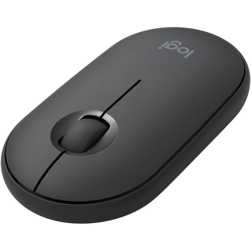 Logitech Pebble M350 Wireless Mouse with Bluetooth or USB Silent, Slim Computer Mouse Certified Works with Chromebook Graphite, 910-005743, M355