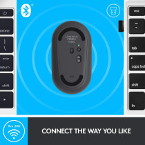 Logitech Pebble M350 Wireless Mouse with Bluetooth or USB Silent, Slim Computer Mouse Certified Works with Chromebook Graphite, 910-005743, M355