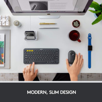Logitech Pebble M350 Wireless Mouse with Bluetooth or USB Silent, Slim Computer Mouse Certified Works with Chromebook Graphite, 910-005743, M355