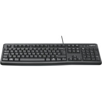 Logitech K120 Wired Business Keyboard For Windows Or Linux, Usb Plug And Play, Full Size, Spill Resistant, Curved Space Bar, Pc / Laptop, Us International Layout Black, 920-002508