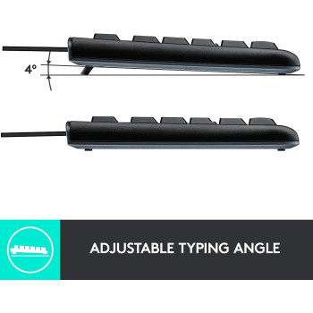 Logitech K120 Wired Business Keyboard For Windows Or Linux, Usb Plug And Play, Full Size, Spill Resistant, Curved Space Bar, Pc / Laptop, Us International Layout Black, 920-002508