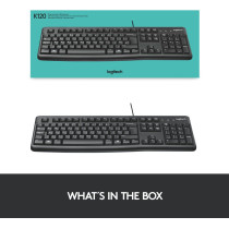 Logitech K120 Wired Business Keyboard For Windows Or Linux, Usb Plug And Play, Full Size, Spill Resistant, Curved Space Bar, Pc / Laptop, Us International Layout Black, 920-002508
