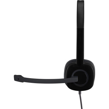 Logitech H151 Wired Headset, Stereo Headphones With Rotating Noise Cancelling Microphone, 3.5 mm Audio Jack, In Line Controls, Pc/Mac/Laptop/Tablet/Smartphone Black, 981-000589, S,M,L