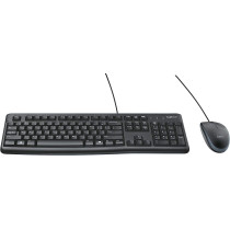 Logitech MK120 Wired Keyboard and Mouse for Windows, Optical Wired Mouse, USB Plug-and-Play, Full-Size, PC/Laptop, English Layout - Black