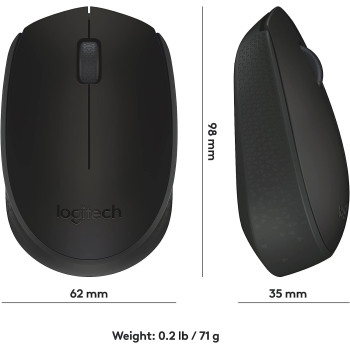 Logitech M170 Wireless Mouse, 2.4 GHz with USB Mini Receiver, Optical Tracking, 12-Months Battery Life, Ambidextrous PC/Mac/Laptop - Black