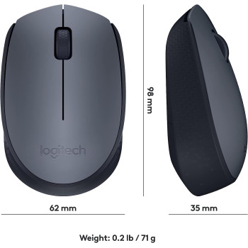 Logitech M170 Wireless Mouse, 2.4 GHz with USB Mini Receiver, Optical Tracking, 12-Months Battery Life, Ambidextrous PC/Mac/Laptop - Grey/Black