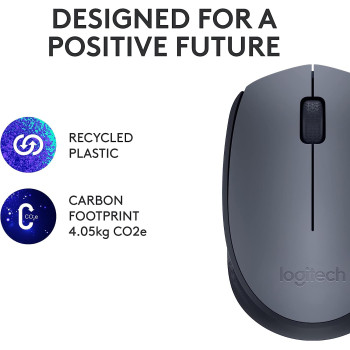 Logitech M170 Wireless Mouse, 2.4 GHz with USB Mini Receiver, Optical Tracking, 12-Months Battery Life, Ambidextrous PC/Mac/Laptop - Grey/Black