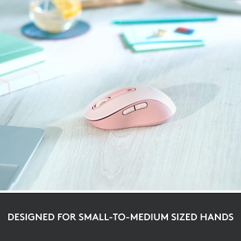 Logitech Signature M650 Wireless Mouse - For Small to Medium Sized Hands, 2-Year Battery, Silent Clicks, Customizable Side Buttons, Bluetooth, for PC/Mac/Multi-Device/Chromebook - Rose