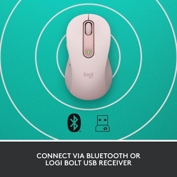 Logitech Signature M650 Wireless Mouse - For Small to Medium Sized Hands, 2-Year Battery, Silent Clicks, Customizable Side Buttons, Bluetooth, for PC/Mac/Multi-Device/Chromebook - Rose