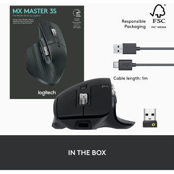 Logitech MX Master 3S - Wireless Performance Mouse with Ultra-Fast Scrolling, Ergo, 8K DPI, Track on Glass, Quiet Clicks, USB-C, Bluetooth, Windows, Linux, Chrome-Graphite