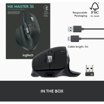 Logitech MX Master 3S - Wireless Performance Mouse with Ultra-Fast Scrolling, Ergo, 8K DPI, Track on Glass, Quiet Clicks, USB-C, Bluetooth, Windows, Linux, Chrome-Graphite