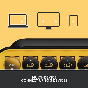 Logitech Pop Keys Mechanical Wireless Keyboard With Customizable Emoji Keys, Durable Compact Design, Bluetooth Or Usb Connectivity, Multi-Device, Os Compatible - Blast, Blast Yellow, 920-010735